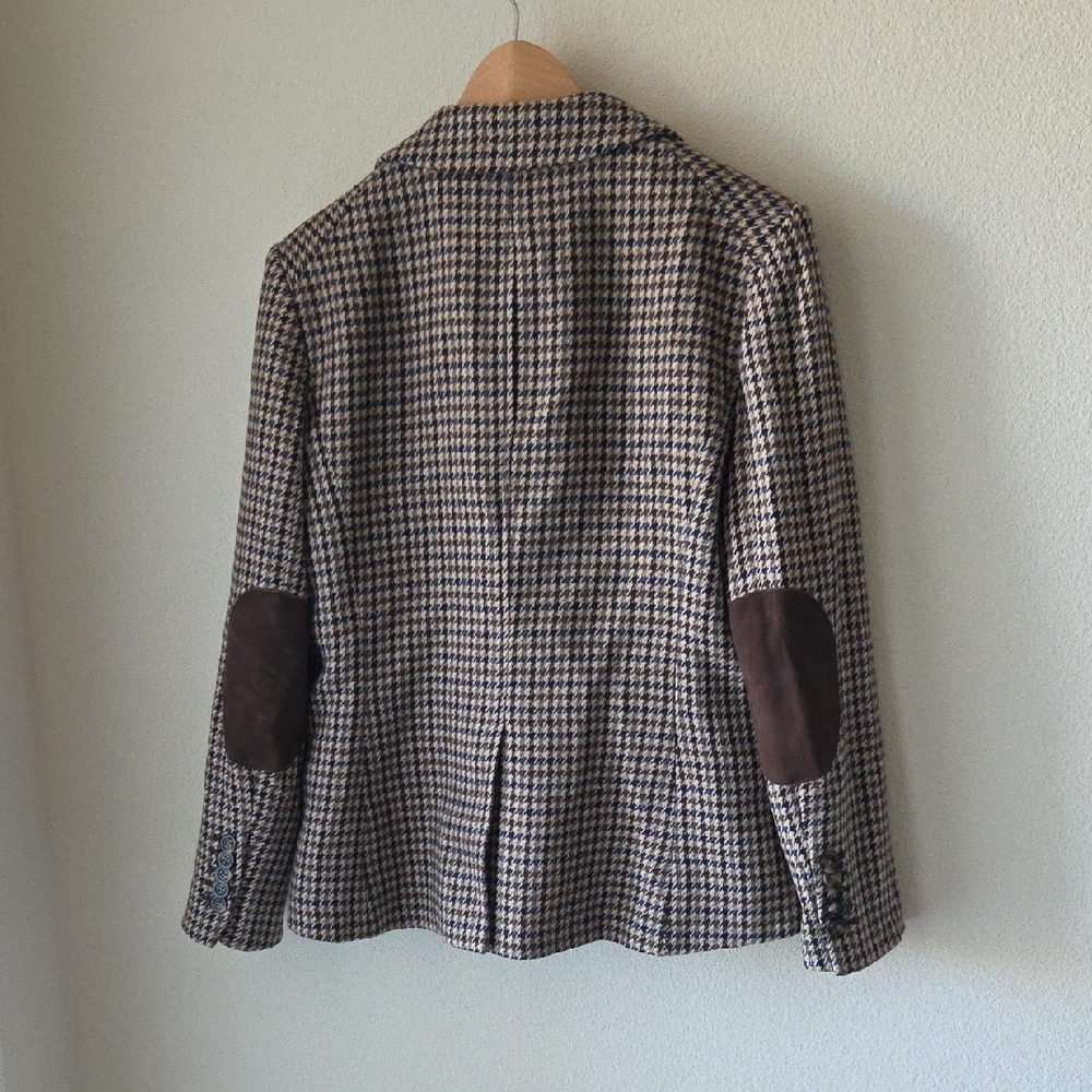 Veronica Beard Hudson Houndstooth Dickey Blazer Suede Elbows & Trim Sz 12 - Picture 9 of 16